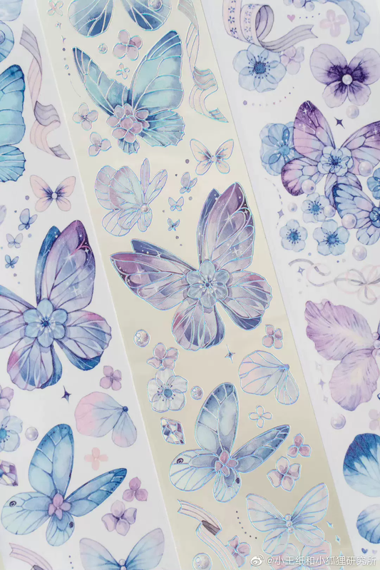 Lit. Roaming Flowers and Dancing Butterflies Film Tape with laser silver accents